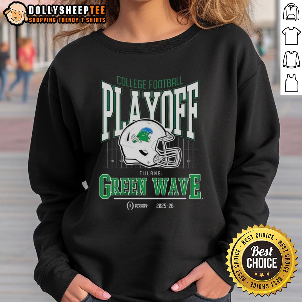 Premium Tulane Green Wave 2025-2026 College Football Playoff Bound Helmet Sweatshirt Alt Text: Premium Tulane Green Wave 2025-2026 College Football Playoff Bound Helmet Sweatshirt, showcasing team spirit and style.
