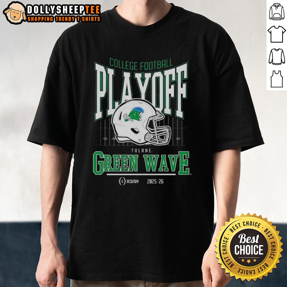 Premium Tulane Green Wave 2025-2026 College Football Playoff Bound Helmet T-Shirt Premium Tulane Green Wave 2025-2026 College Football Playoff Bound Helmet T-Shirt featuring team colors and logo.