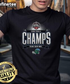 Premium Tulane Green Wave Football Champs 2025 T-Shirt featuring vibrant team colors and logo, perfect for fans.
