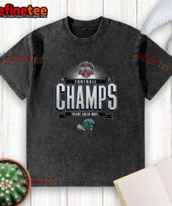 Premium Tulane Green Wave American Conference Football Champs 2025 washed t-shirt in vibrant green color.
