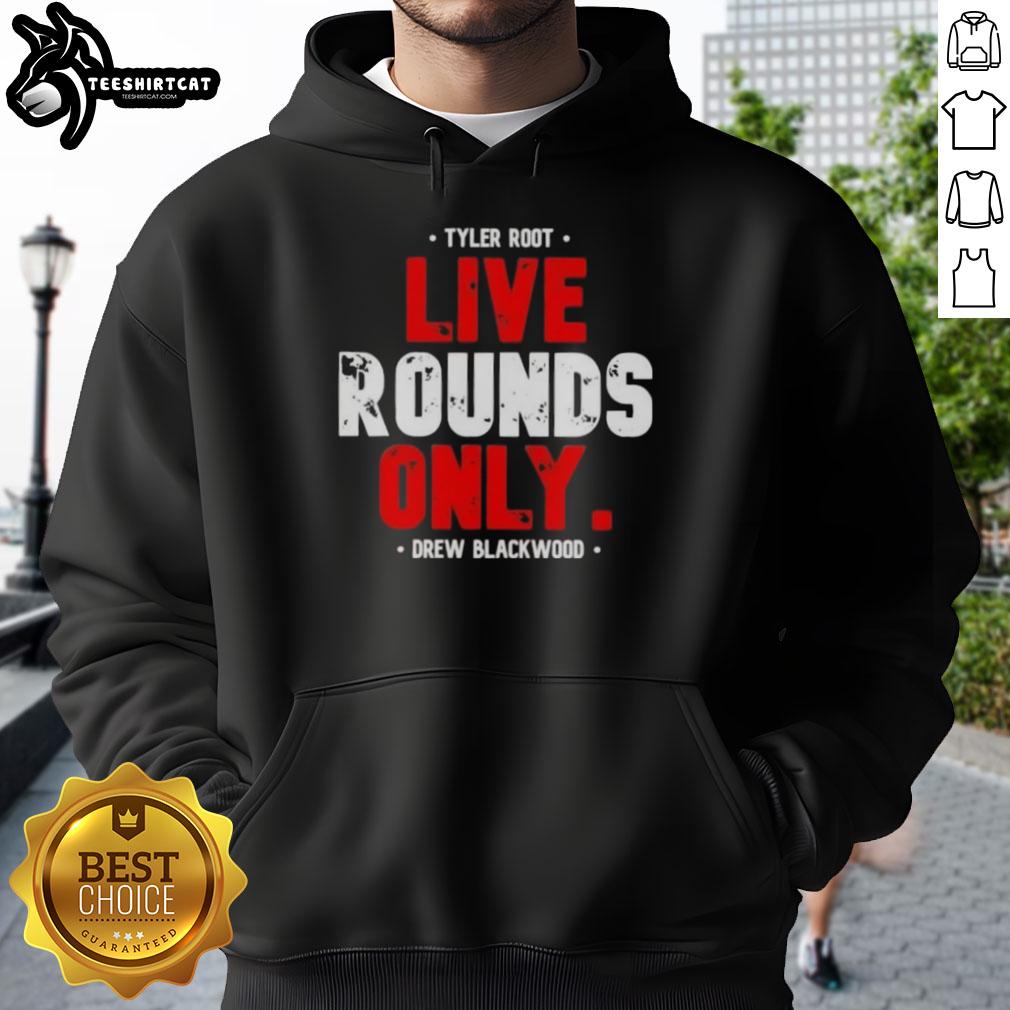 premium-tyler-root-live-rounds-only-drew-blackwood-hoodie Alt Text: Premium Tyler Root Live Rounds Only Drew Blackwood Hoodie featuring a stylish design in black, perfect for streetwear.