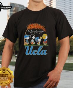 Premium UCLA Bruins x Peanuts Snoopy and Friends autumn T-shirt celebrating the most wonderful time of the year.