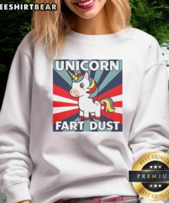 Premium Unicorn Fart Dust Sweatshirt featuring a colorful unicorn graphic and cozy design for fun and comfort.