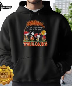 Alt Text: Premium USC Trojans X Peanuts Snoopy and Friends autumn hoodie celebrating the most wonderful time of the year.