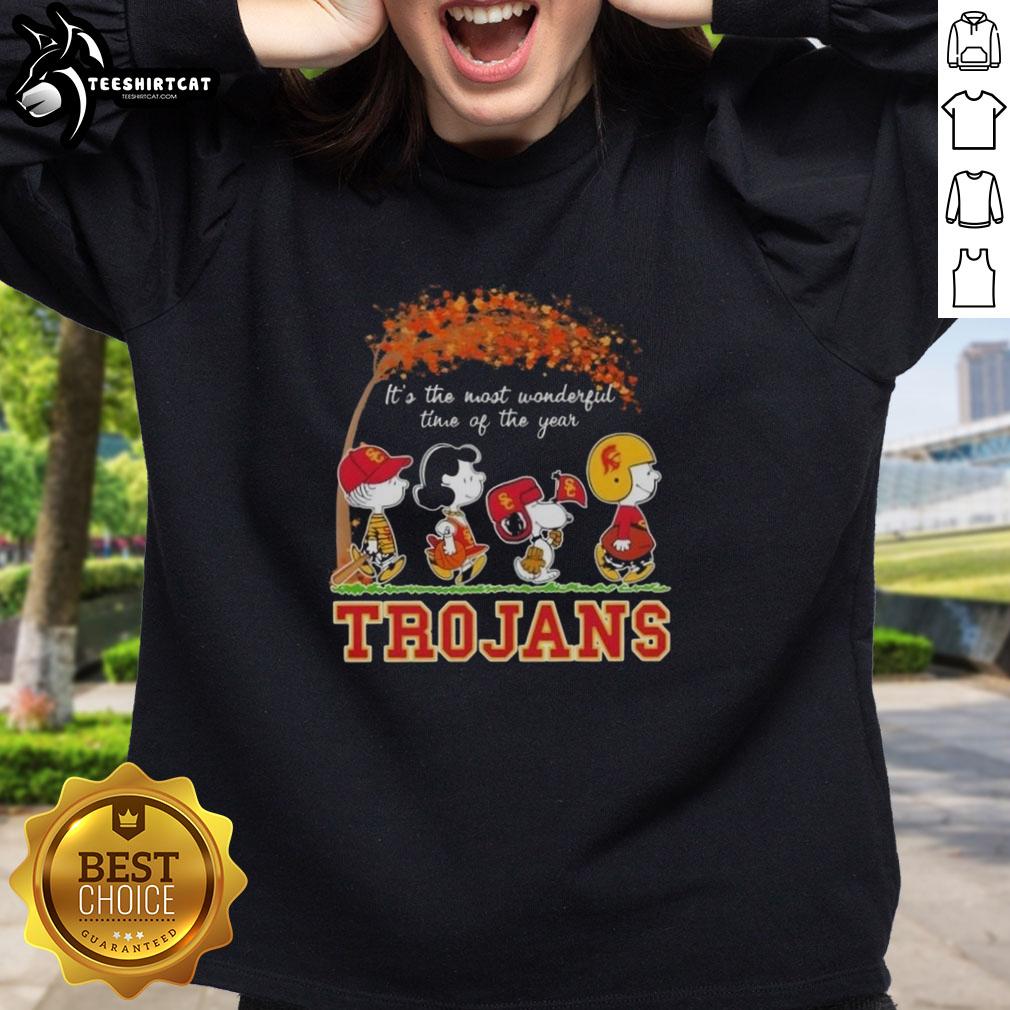 premium-usc-trojans-x-peanuts-snoopy-and-friends-autumn-its-the-most-wonderful-time-of-the-year-sweatshirt Premium USC Trojans X Peanuts Snoopy and Friends autumn sweatshirt for a cozy, festive look this holiday season.