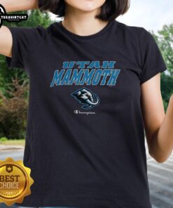 Alt Text: Premium Utah Mammoth Champions Ladies Tee - stylish women's t-shirt featuring vibrant team colors and logo.