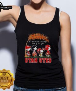 Premium Utah Utes X Peanuts Snoopy and Friends autumn tank top celebrating the most wonderful time of the year.
