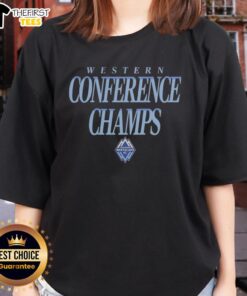 Premium Vancouver Whitecaps FC 2025 MLS Western Conference Champions ladies tee showcasing team pride and style.