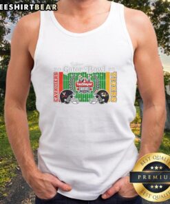 Alt Text: Premium Virginia Cavaliers vs Missouri Tigers 2025 TaxSlayer Gator Bowl tank top featuring team helmets.