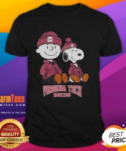 Premium Virginia Tech Hokies X Snoopy and Charlie Brown T-Shirt featuring vibrant graphics and comfortable fit.
