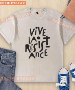 Alt Text: Premium Vive La Resistance Washed T-Shirt featuring a stylish graphic print on soft, faded fabric for a trendy look.
