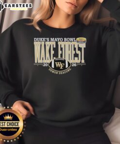 Premium Wake Forest Demon Deacons Dukes Mayo Bowl 2026 sweatshirt featuring team colors and logo for ultimate fan style.