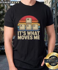 Premium WASD gaming keys graphic on a funny PC gamer t-shirt, perfect for passionate gamers and gaming enthusiasts.