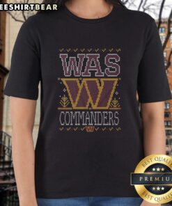 Premium Washington Commanders Holiday Ladies Tee in festive colors, perfect for game day and holiday celebrations.