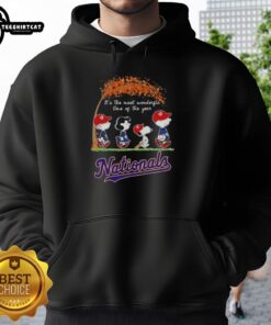 Alt Text: Premium Washington Nationals X Peanuts Snoopy and Friends autumn hoodie, celebrating the most wonderful time of the year.