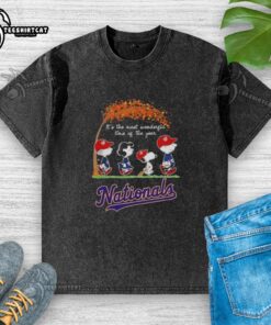 Premium Washington Nationals X Peanuts Snoopy and Friends Autumn T-shirt featuring a festive design for fall.