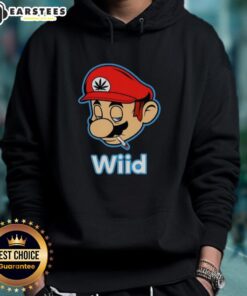 Premium Wiid Super Mario smoking weed hoodie featuring vibrant graphics and cozy design for fans of gaming and cannabis culture.