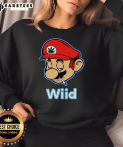 Premium Wiid Super Mario Smoking Weed Sweatshirt featuring a colorful design of Mario with a cannabis theme.