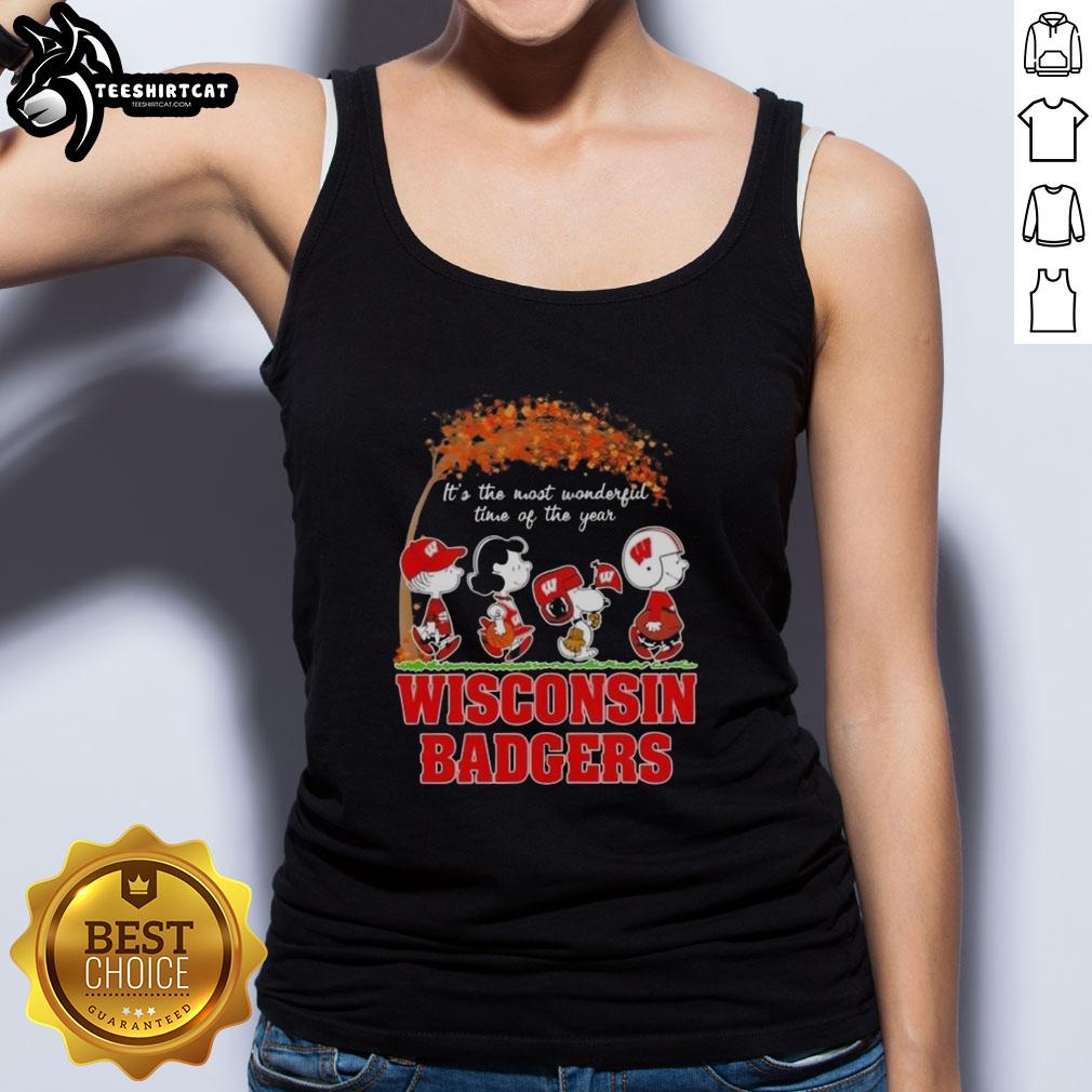 premium-wisconsin-badgers-x-peanuts-snoopy-and-friends-autumn-its-the-most-wonderful-time-tank-top Premium Wisconsin Badgers X Peanuts Snoopy and Friends autumn tank top, perfect for celebrating the fall season.
