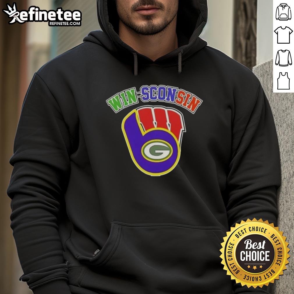 premium-wisconsin-city-sports-milwaukee-brewers-green-bay-packers-wisconsin-badgers-hoodie Premium Wisconsin City sports hoodie featuring Milwaukee Brewers, Green Bay Packers, and Wisconsin Badgers logos.
