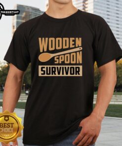 Premium Wooden Spoon Survivor T-Shirt featuring a playful design for cooking enthusiasts and humor lovers alike.