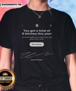 Premium 'You Got A Total Of 0 Bitches This Year' Spotify Wrapped meme on a Ladies Tee, showcasing a humorous design.