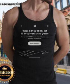 Premium Spotify Wrapped meme tank top featuring 'You Got A Total Of 0 Bitches This Year' graphic design.
