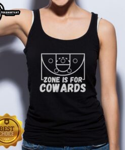 Premium Zone Is For Cowards tank top featuring bold graphic design, perfect for casual wear and making a statement.