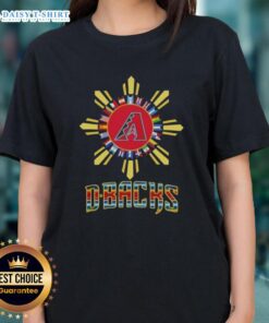 Pretty Arizona Diamondbacks X Hispanic Ladies Tee featuring vibrant colors and stylish design for fans.