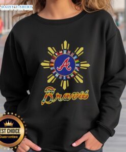 Stylish Atlanta Braves x Hispanic sweatshirt featuring vibrant colors and unique design, perfect for fans and fashion lovers.