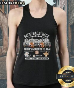 Texas Longhorns tank top celebrating back-to-back victories over Texas A&M in the Lone Star Showdown.