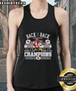 Alt Text: Pretty back-to-back Governors Cup 2024-25 Louisville Cardinals football helmets on a skyline tank top design.
