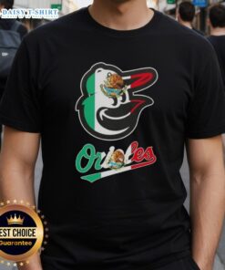 Stylish Baltimore Orioles baseball T-shirt featuring the vibrant design of the Mexican flag, perfect for fans and fashion.