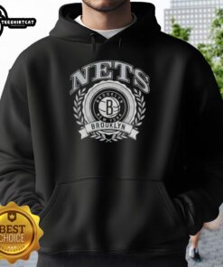 Stylish Brooklyn Nets NBA crest hoodie featuring the team's logo, perfect for fans and casual wear.