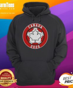 Vintage Canada 2026 soccer emblem hoodie showcasing a stylish design for football fans and collectors.