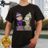 Pretty Charlie Brown fist bump with Snoopy on LSU Tigers x New Orleans Saints t-shirt, showcasing Louisiana city sports pride.