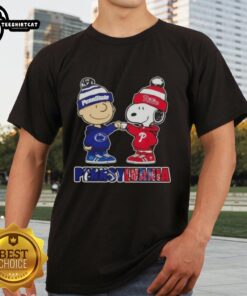 Charlie Brown fist bump with Snoopy on a Pennsylvania Nittany Lions & Philadelphia Phillies T-shirt design.
