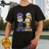 Pretty Charlie Brown fist bump with Snoopy, featuring Pennsylvania city skyline, Nittany Lions & Steelers logo T-shirt design.