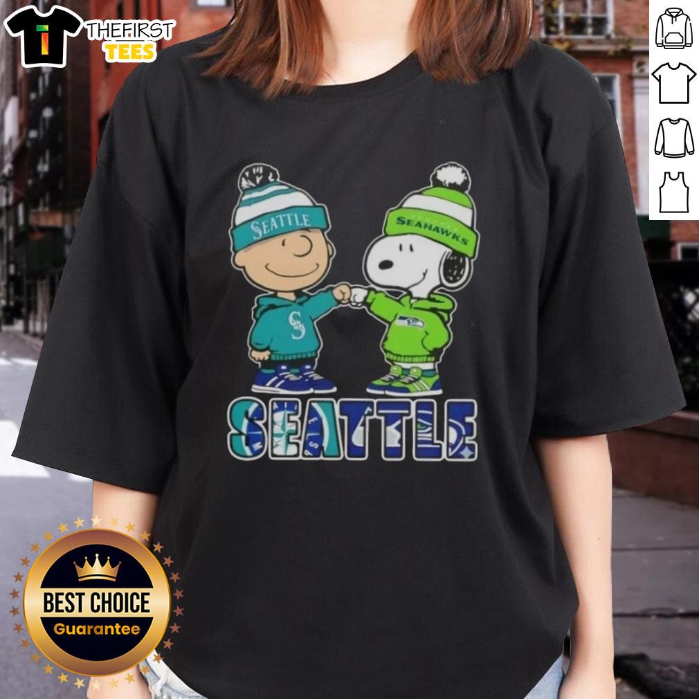 pretty-charlie-brown-fist-bump-snoopy-seattle-city-sports-mariners-x-seahawks-ladies-tee Pretty Charlie Brown fist bump with Snoopy, representing Seattle sports pride for Mariners and Seahawks on ladies tee.