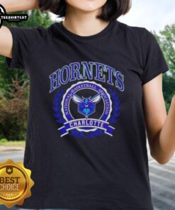 Pretty Charlotte Hornets NBA crest ladies tee featuring a stylish design for female basketball fans.
