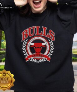 Alt Text: Stylish Chicago Bulls NBA crest sweatshirt featuring vibrant team colors and logo, perfect for fans and casual wear.