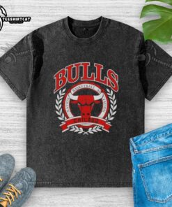Pretty Chicago Bulls National Basketball Association crest on a washed t-shirt, showcasing team spirit and style.