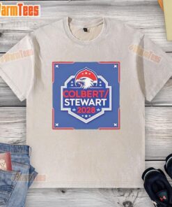 Pretty Colbert Stewart 2028 logo on a stylish washed t-shirt, perfect for casual and campaign supporters.