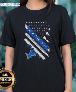 Pretty Detroit Lions Football X Teacher American Flag Ladies Tee showcasing team spirit and style for women fans.