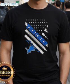 Pretty Detroit Lions Football X Teacher American Flag T-Shirt featuring a vibrant design for fans and educators.