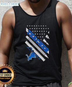 Pretty Detroit Lions Football X Teacher American Flag Tank Top featuring vibrant colors and a stylish design for fans.