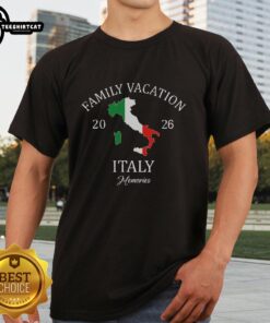 Pretty Family Vacation Italy 2026 T-Shirt design featuring a fun family travel squad graphic for memorable trips.