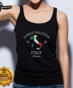 Family vacation in Italy 2026: Family Travel Squad wearing matching tank tops, enjoying scenic views and creating memories.