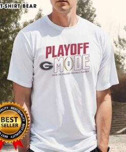 Alt Text: Pretty Georgia Bulldogs CFP 2025 2026 Playoff Mode logo t-shirt featuring vibrant team colors and bold graphics.