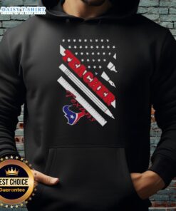 Pretty Houston Texans football hoodie for teachers featuring an American flag design, perfect for game day attire.